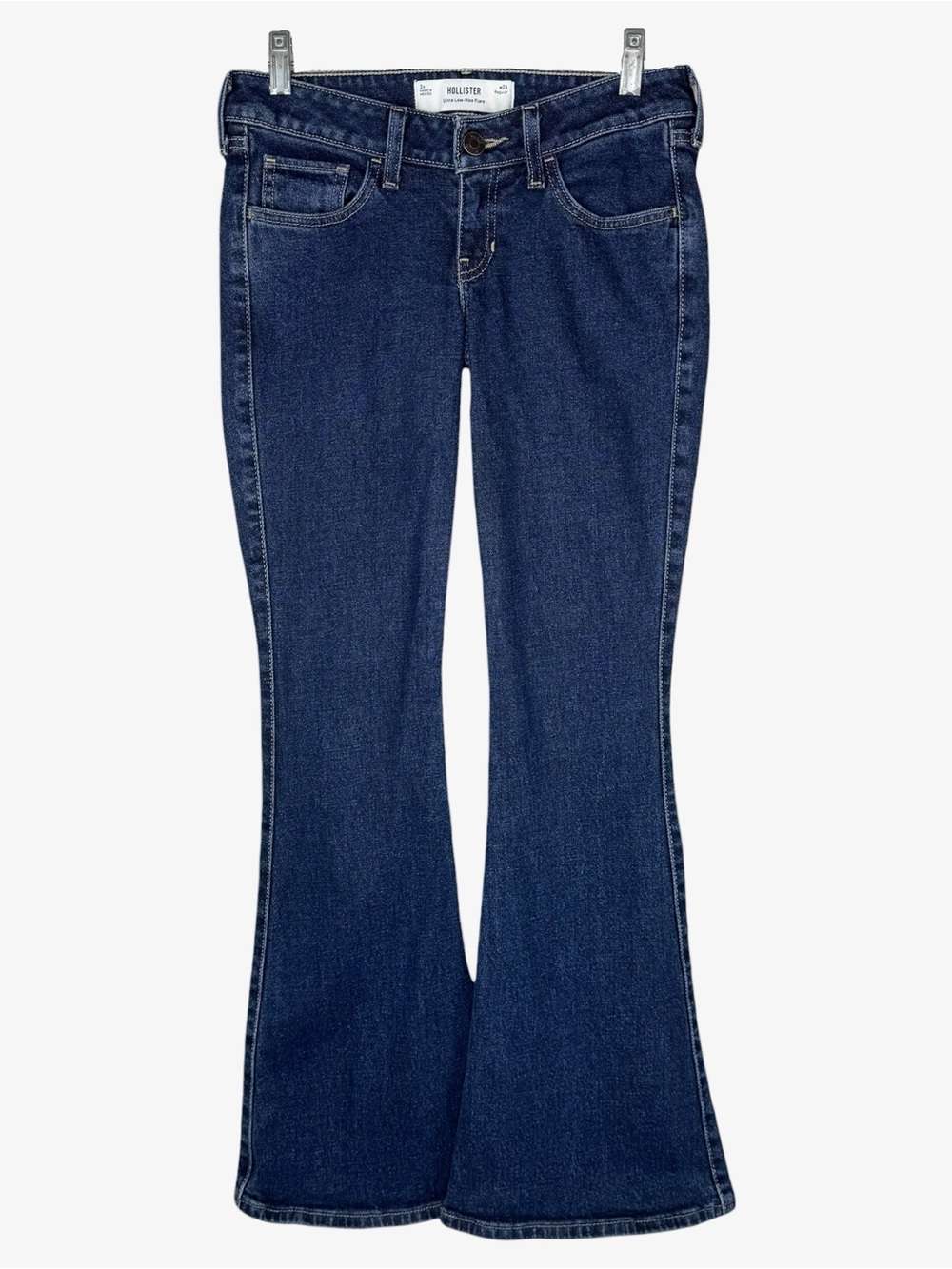 Hollister Ultra Low-Rise Dark Wash Flare Jeans 26 Waist Size 2R Retro 2000s Y2K